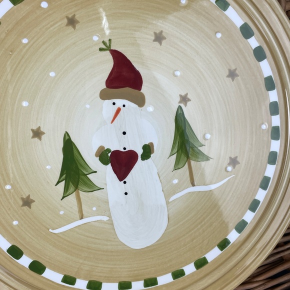 Sonoma Christmas Primitive Snowman Beige Ceramic Trivet Plate - Picture 2 of 5